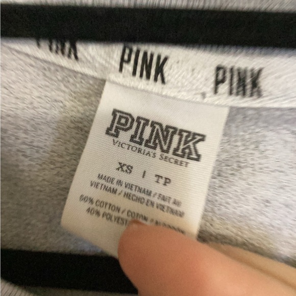 Victoria's Secret PINK Heather Gray & Black Logo Sweatshirt - Picture 2 of 3
